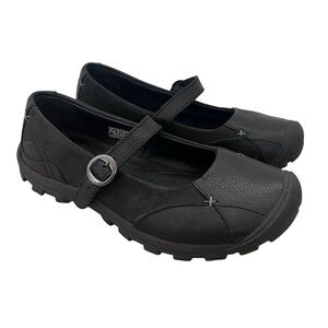 Keen 'Presidio' Black Leather Mary Jane Buckle Comfort Shoes Women's Size 8